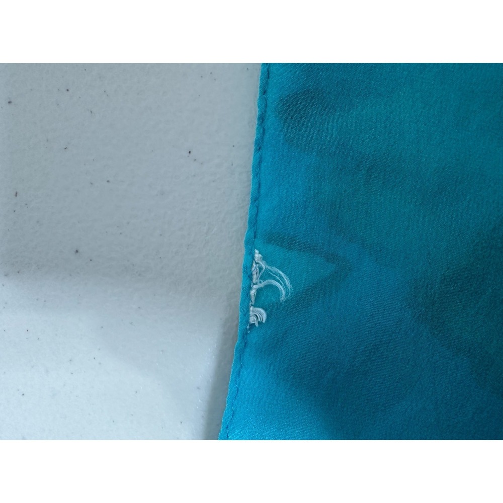 Adrienne‎ Vittadini Square Silk Scarf Aqua Blue Floral Feminine - Picture 5 of 7